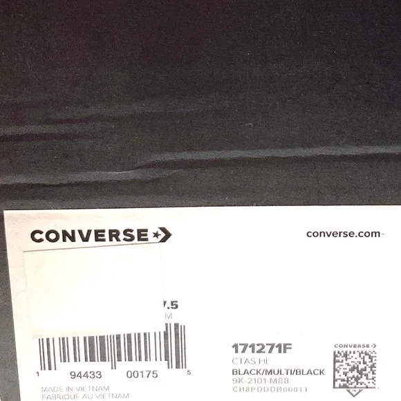 Converse Men's Size 9 171271F CTAS PSYCHEDELIC HOOPS Black Canvas Hi Top Sneaker - Picture 10 of 10